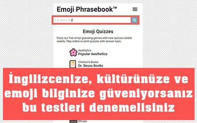 İngilizce, kültür ve emoji bilginizi sınayan Emoji Phrasebook testleri