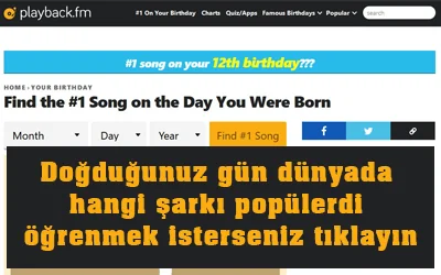 Doğduğunuz gün dünyada hangi şarkının popüler olduğunu gösteren Playback sitesi